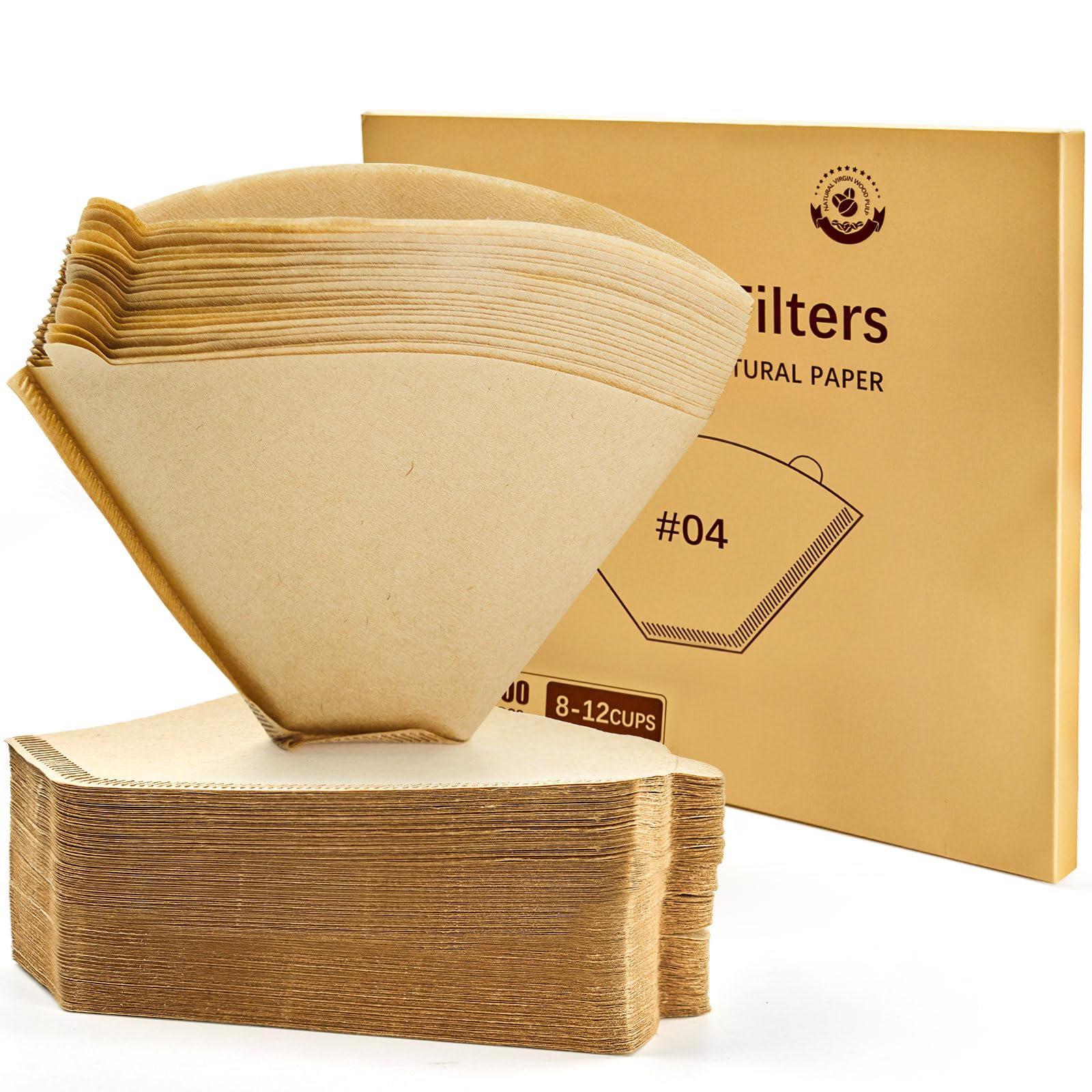 Photo 1 of 100 Count #4 Cone Coffee Filters 8-12 Cup, Unbleached Natural Paper, Disposable coffee filters 4 cone paper, Filters Paper Compatible with Ninja Coffee Filters, Pour Over and Drip Coffee Maker