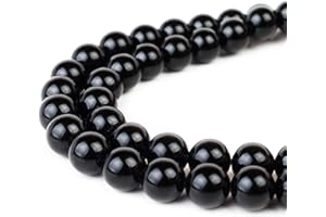 RIVER VALLEY GEMS RVG 4mm Natural Black Onyx Beads Round Gemstone Loose Agate Stone Mala 15.5 in Strand for Jewelry Making (Approx 88-90 pcs)