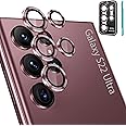Tensea [3+2PCS for Samsung Galaxy S22 Ultra Camera Lens Protector, 9H Tempered Glass Camera Cover Screen Protector Metal Individual Ring, S22 Ultra 5G 2022 [Installation Tray][Removal tool]-Burgundy