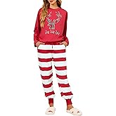 BLANCHES Christmas Pajamas for Women Set, Long Sleeve Holiday Pjs Sleepwear Lounge Soft Xmas Jogger Pajama with Pockets