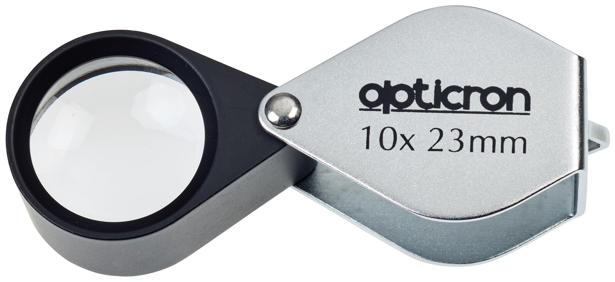 Opticron 57103 10x23mm Folding Metal Loupe, Black & Silver โ image 1