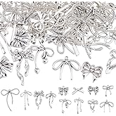SUPERFINDINGS 72Pcs 12 Styles Antique Silver Bowknot Charms Alloy Bow Charms Hollow Bow Tie Pendant Charm Cute Bowknot Earring Charm for Bracelets Earrings Necklace DIY Craft Supplies