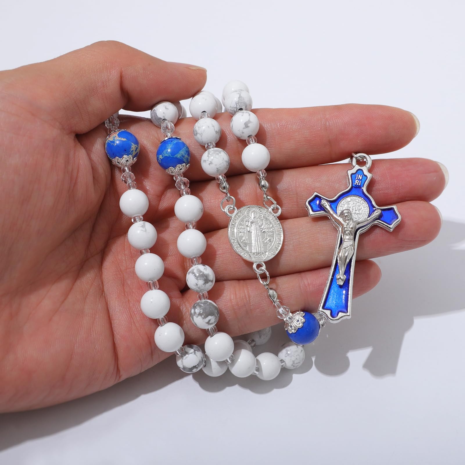 KOMI Catholic Rosary Beads for Women - Holy Prayer Necklace With Crucifix Cross - Communion Rosary Catholic Gifts