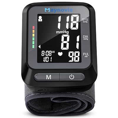 Maynovia Wrist Blood Pressure Monitor, Blood Pressure Cuff Wrist for Home Use, Automatic Digital BP Monitor with Large Backlit Display, 2 User 120 Memory, Adjustable 5.3"-8.5" Cuff
