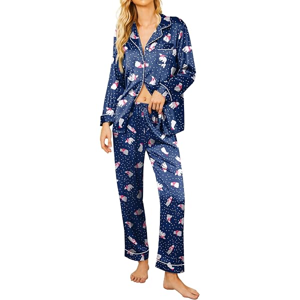 Kawaii Cute Elephant Women's Pajama Set - 2 Piece Long Sleeve Sleepwear & Loungewear, Soft Fabric (Multiple Sizes XS-6XL)