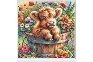 Meecaa Cross Stitch Kits 11 Count Stamped, Bathing Cow Flower Embroidery Kit with Accessories Pre Printed (36CMx36CM) (Bath)