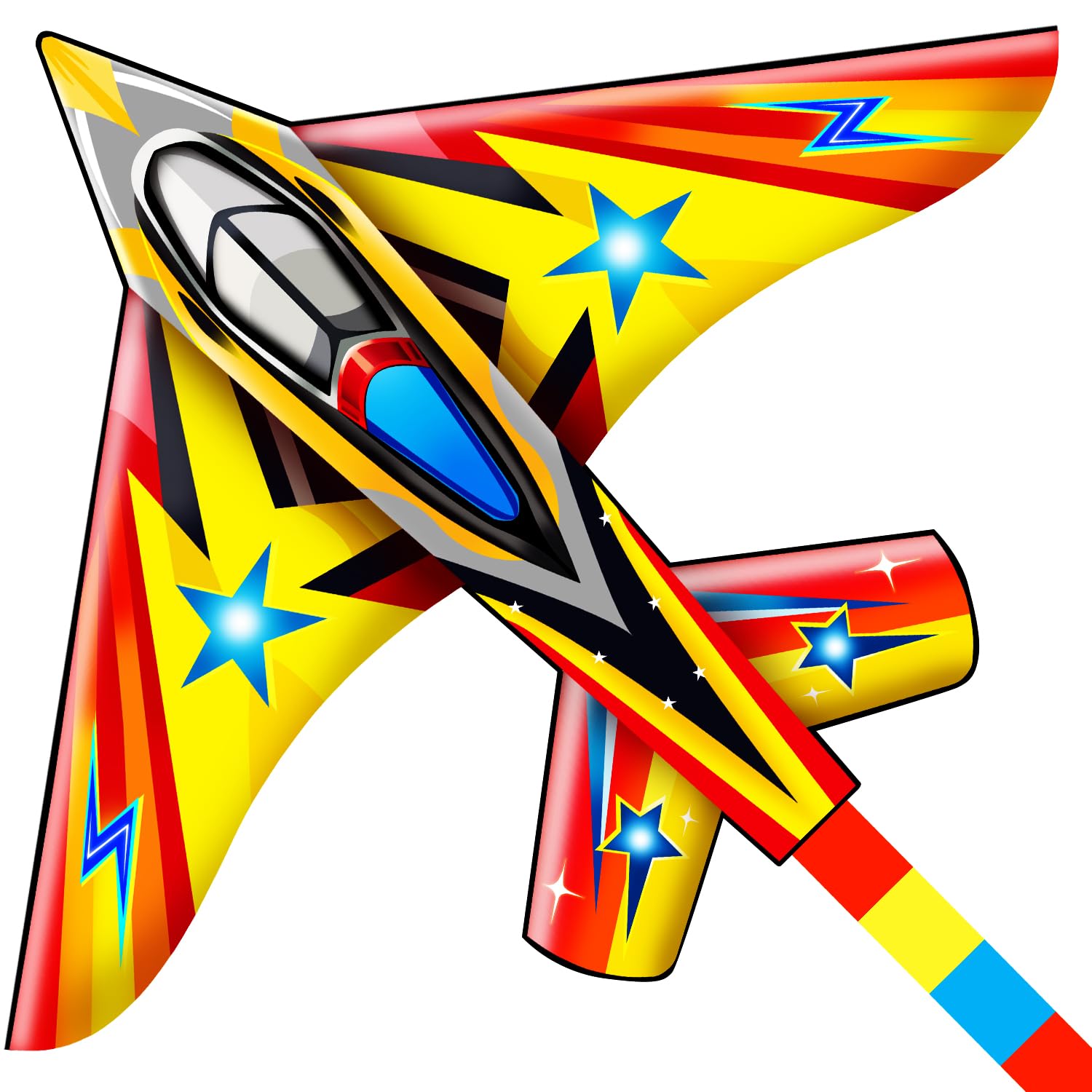 HONBO Airplane Jet Kite for kids & adults Perfect kites for kids ages 4-8, Easy to Fly Giant Kites for Beach and Outdoor Activity, Kite Handle and String included, Beginner kite