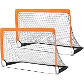 Gamtrik Soccer Goal for Backyard, 2-Pack 4x3ft Pop-Up Soccer Nets for Youth | Portable Foldable Practice Mini Soccer Goals for Backyard, Easy Set Up, Indoor or Outdoor, Training Soccer Net with Carry Bag