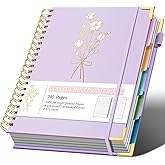Ovesmusl Hardcover Spiral Notebooks 8.5" X 11" Note Taking 5 Subject Notebook College Ruled with Dividers 240 Pages 100GSM Aesthetic Spiral Notebook for Work School Cute Journals for Women Writing