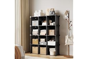 Garvee 12-Cube Storage Organizer, Modular Stackable Shelving Unit with Anti-Tip Kit, 12.6” Cubes for Bedroom, Closet, Kids Ro