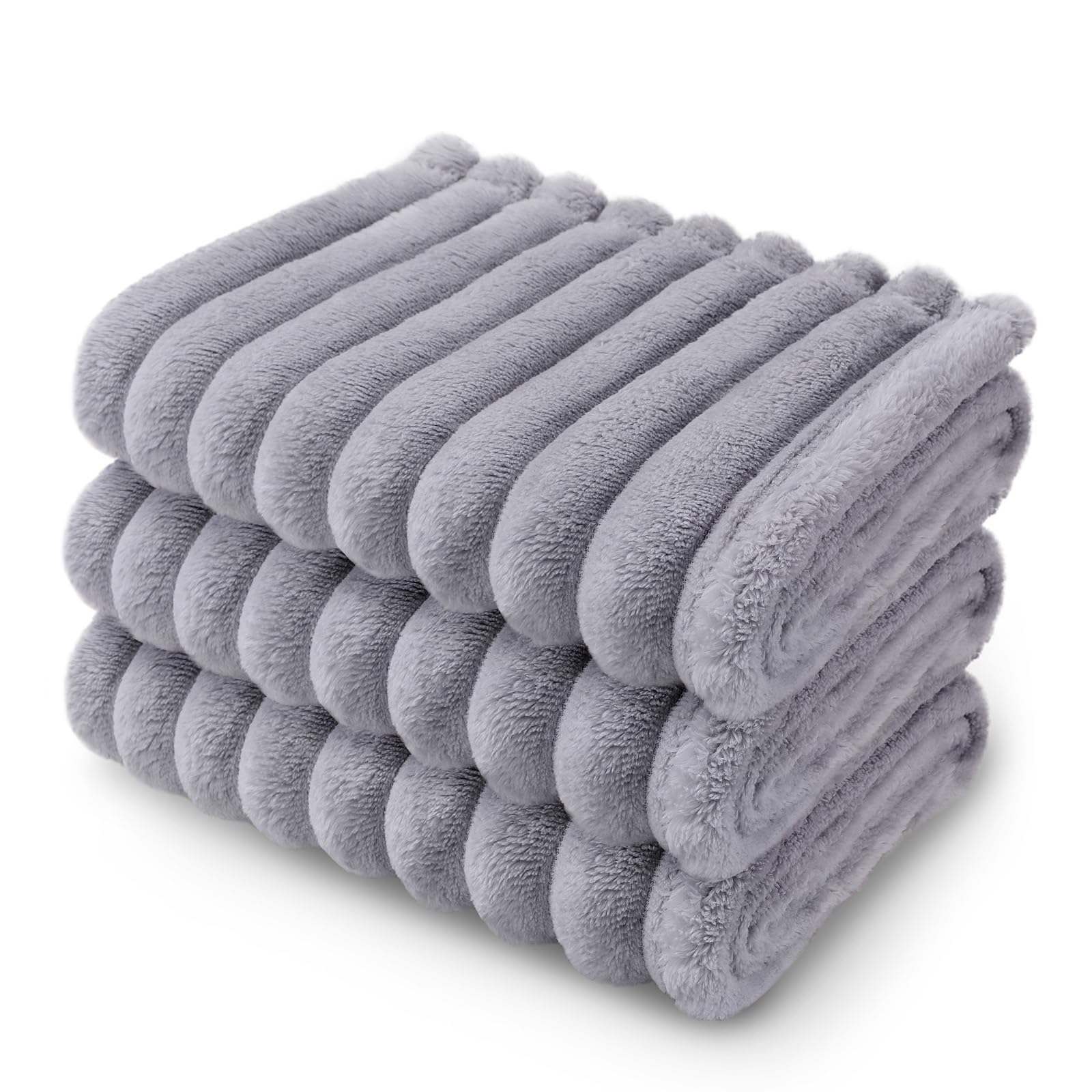Photo 1 of LINENLUX 1 Pack 3 Soft Fleece Dog Blanket for Pet Washable Warm Cat Puppy Fluffy Calming Flannel Grey Medium