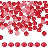 PATIKIL 250 Pcs Red Half Round Pearls Beads, 12mm ABS Flatback Rhinestones Pearls for Crafting Jewelry Making DIY Nail Art Clothes Wedding Art Decoration