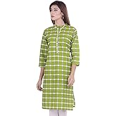 Chichi Indian Women's Checks Cotton Kurti Top