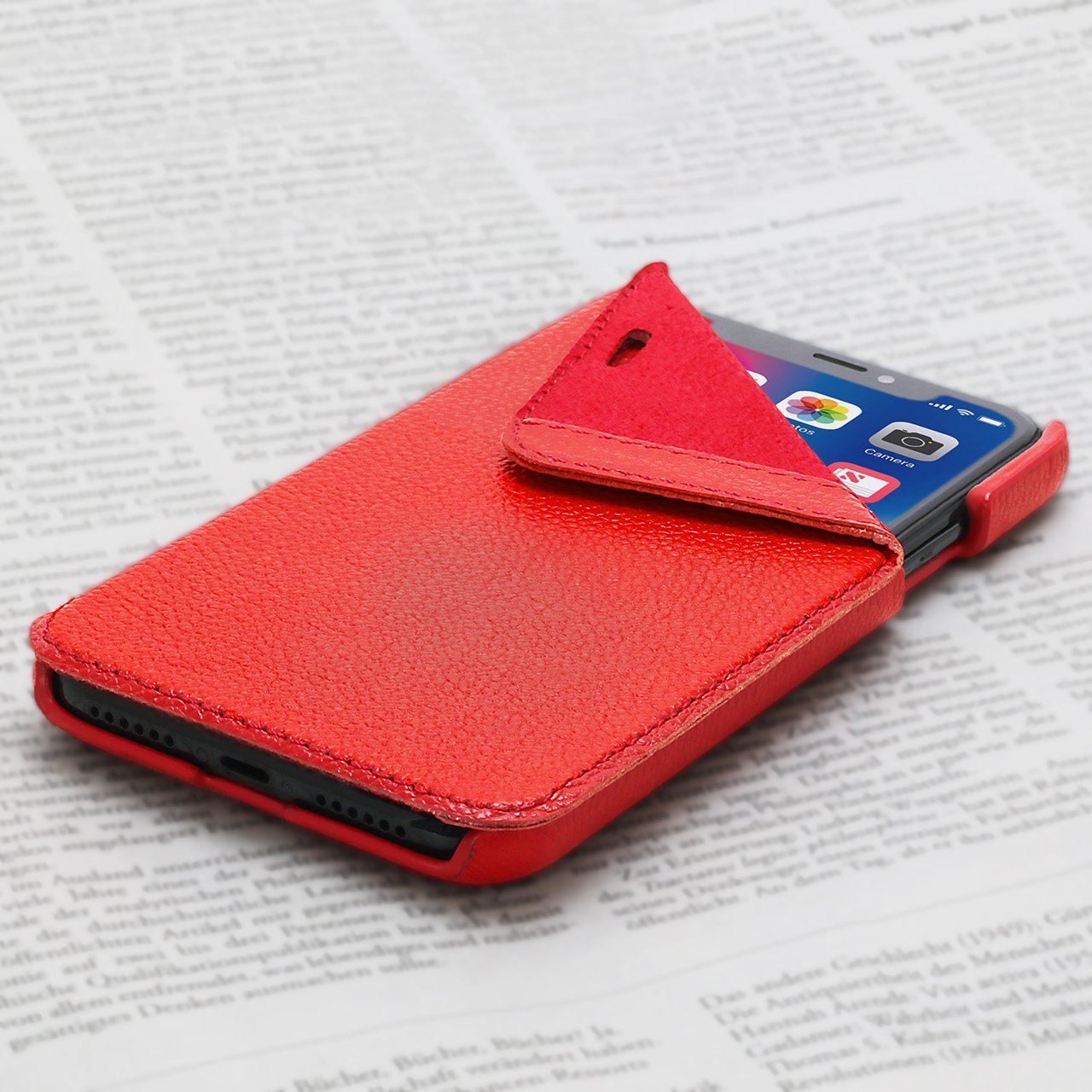 Opis Mobile X Garde Book Leather Flip Case for iPhone X in Red for iPhone X