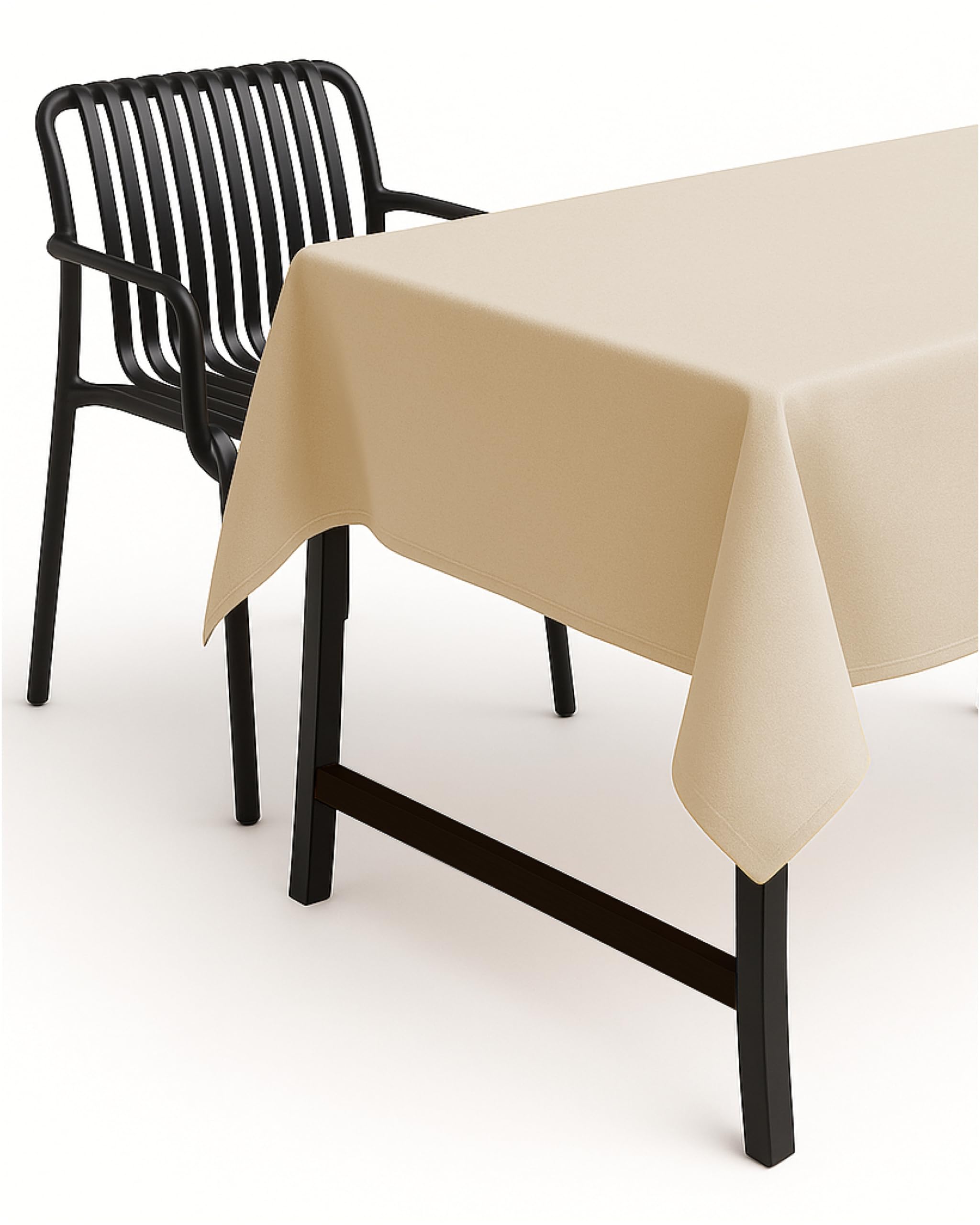 Hem Easy to Clean 110x110 cm Linen Look Stain Protection Envelope Tablecloth Table Topper Square, 100 % polyester, Ecru / Creme, 110x110 cm — image 1