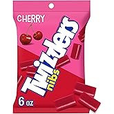TWIZZLERS NIBS Cherry Flavored Licorice Style Chewy Candy Bags, 6 oz, 12 Ct | Bite size cherry flavored TWIZZLERS NIBS in bulk bags for lunch boxes, road trips and candy bowls.