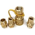1/2" QDD LP Gas Quick Connect/Disconnect Connector Kit [18654] Solid Brass Dust cover 1/2" NPT Male x QC insert,1/2" NPT Female x QCC Insert Male Nipple 1/2" NPT Natural Gas Propane Fitting Connector
