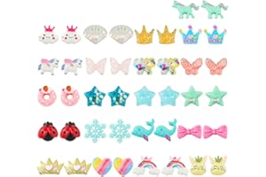 HaiMay 21 Pairs Girl Clip on Earrings for Kids Clips Earrings Princess Toy Earring Play Earring Little Girl Jewelry for Party Favor, All Packed in Clear Boxes