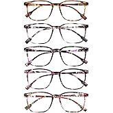 JOLISU 5-Pack Ultra-Light Slim Frames Reading Glasses for Women - Readers for Women, Spring Hinges and Blue Light Protection