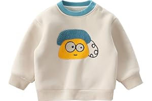 LABISHU Little Kids Long Sleeve Fleece Sweatshirt Toddler Boys Crewneck Cartoon Printed Sherpa Lining Tops
