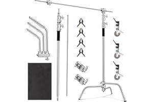 DNIO Heavy Duty C Stand 10.8ft/330cm with Boom Arm Stainless Steel Photography Light Stand C-Stand Sturdy for Photography Studio Video Shooting