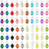 PH PandaHall 100pcs 8mm Faceted Beads Charms 20 Colors Crystal Dangle Charms Transparent Acrylic Pendants Bicone Drop Beads Charm with Loops for Earring Necklace Jewelry Making
