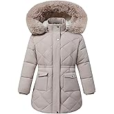 AUBZOZO Girls Winter Waterproof Coats Hooded,Kid's Fleece-Lined Snow Parka Insulated Quilted Puffer Jacket