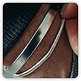 Silver Bracelet for Men as Young Men Easter Basket Stuffers Easter Gifts for Men, 7.9" to 9" Silver Cuff Bracelet Stainless Steel Bangle Snake Bracelets Mens Jewelry Gifts for Him Son from Pealicious