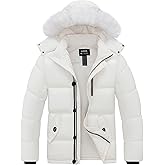 Skieer Men's Hooded Puffer Jacket Outdoor Waterproof Winter Coat Warm Parka with Detachable Hood