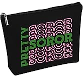 PWHAOO Pink and Green Sorority Gift Make Up Bag Graduation Gift For Sorority Sister (Pretty Soror)