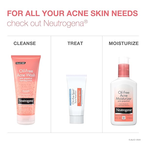 NEUTROGENA OIL FREE PINK GRAPEFRUIT ACNE FACE WASH WITH VITAMIN C, 2% SALICYLIC ACID ACNE TREATMENT, GENTLE FOAMING VITAMIN C FACIAL SCRUB TO TREAT & PREVENT BREAKOUTS, 6.7 FL. OZ