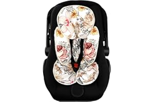 HNHUAMING Floral Baby Car Seat Head and Body Support,2-in-1 Reversible CarSeat Insert,Soft Cushion for Carseat, Stroller, Swing, Bouncer, Vintage Flowers