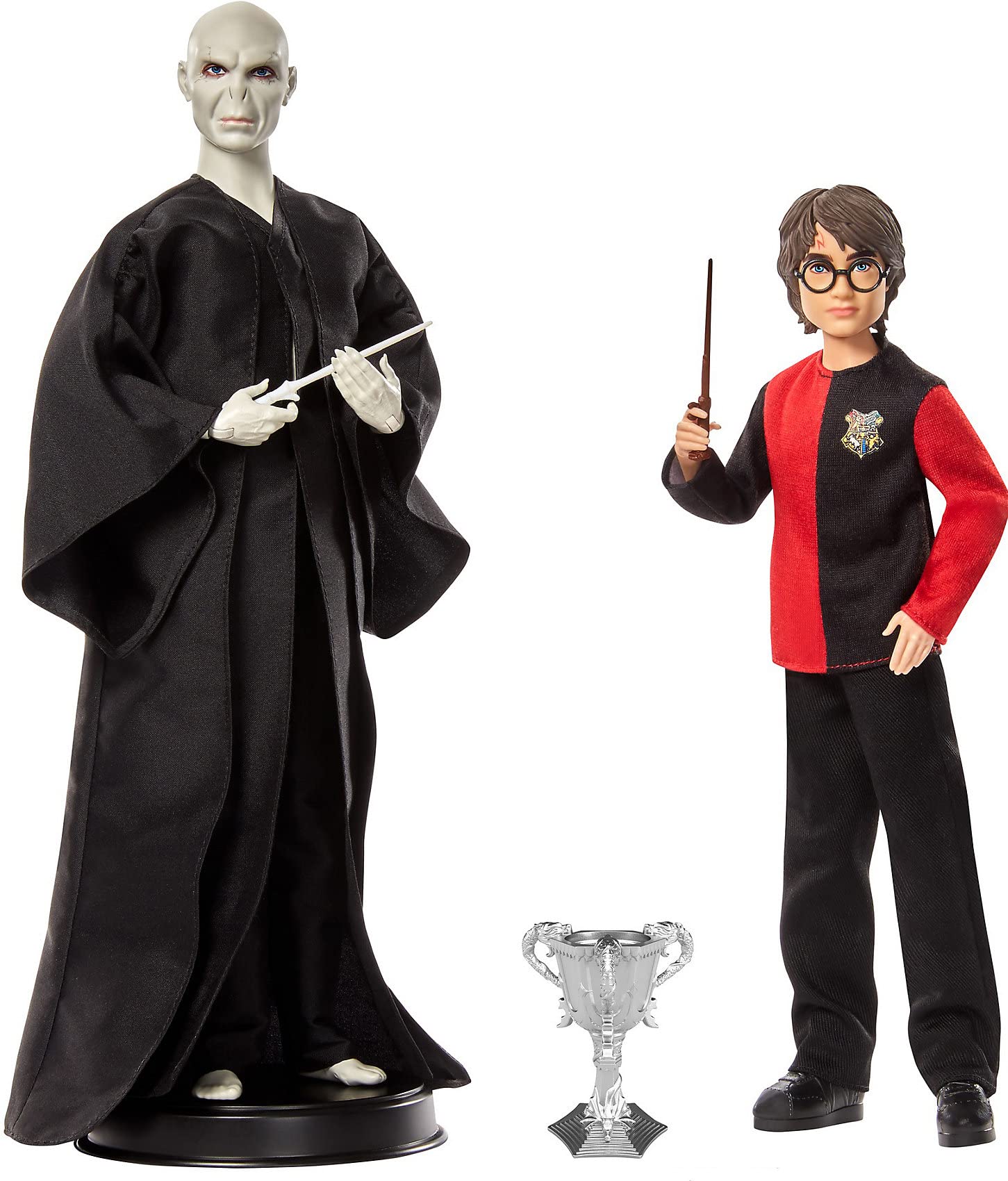 ​Harry Potter Collectible Doll 2-Pack, Gift Set with 12-inch Voldemort Doll and 10.5-inch Harry Potter Doll, with Film-Inspired Fashions and Wands, Gift for 6 Year Olds and Up