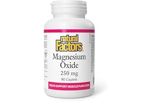 Natural Factors Magnesium Oxide 250 mg 90 Caplets, Helps Maintain Proper Muscle Function & Build Strong Bones & Teeth, Vegan,