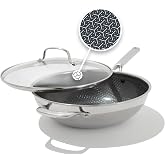 OXO Hybrid 12&rdquo; Nonstick Wok with Glass Lid, PFAS-Free Ceramic Stir-Fry Pan, Induction &amp; All Cooktop Compatible, Dishwasher Safe, Fusion Boost Tech for Powerful Searing, Mirror Polished Tri-Ply
