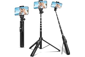 ALPTOY 62-inch Selfie Stick and Tripod Legs for Cell Phone and Camera, Portable Travel Tripod Stand, Remote Control, Compatible with iPhone & Android and Camera (Black)
