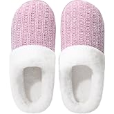 shoeslocker Womens Memory Foam Fuzzy Slippers Knitted House Slippers for Women Comfy Slip-On Warm House Shoes