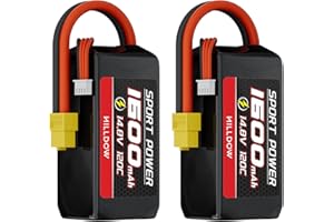 Hilldow 14.8V Lipo Battery 4S 120C 1500mAh Lipos Batteries Rechargeable with XT60 Plug for RC Models Airplane Helicopter UAV Remote Control Quadcopter Drone FPV(2 Packs)