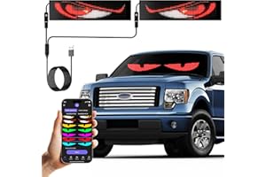 GOTUS Devil Eyes Light for Cars,Flexible Scrolling Programmable LED Signs,LED Eyes for Truck Windshield,Custom Editor Colours,Animations,Text (19"x 5"/2Pcs)