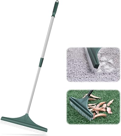 Artificial Grass Brush Lawn Rake Adjustable Steel Handle 80-130cm
