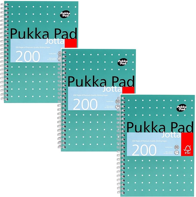 Pukka Pad A5 Jotta Book 3-Pack Metallic Green 200 Pages 8mm 80GSM Perforated