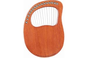 Aumotop Walter.t 16-String Wooden Lyre Harp Metal Strings Mahogany with Carry Bag Tuning Wrench Cleaning Cloth for Musicians 