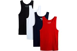 Galaxy by Harvic Boys’ Tank Top Undershirt - 4 Pack 100% Cotton Tagless Ribbed A-Shirt Tank Top Muscle Shirts for Boys (S-XL)