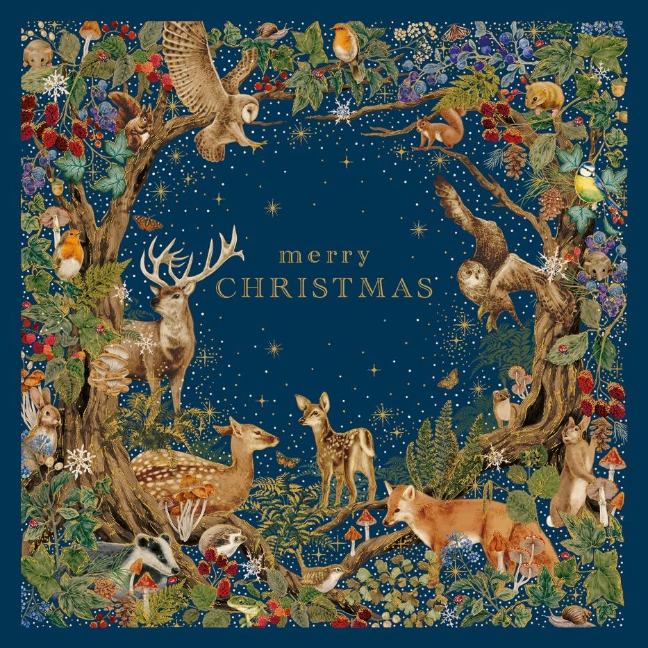 The Art File - 8 Pack Christmas Cards Foil Forest Scene - LBX99