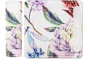 HNHUAMING Car Seat Strap Pads for Baby Kids, Ultra Soft Carseat Straps Shoulder Covers, 2 Pack Infant Seat Belt Cover Pad for Baby Car Seats/Strollers/High Chair/Pushchair, Purple Floral