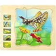 Wooden Puzzles for Kids Ages 4-8, 5 Layers Life Cycle of a Butterfly Montessori Jigsaw Puzzle for Kids, Children Preschool Learning Educational Puzzles Toys for Boys and Girls