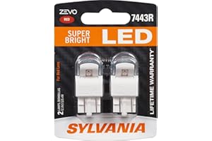 SYLVANIA - 7443 T20 ZEVO LED Red Bulb - Bright LED Bulb, Ideal for Stop and Tail Lights (Contains 2 Bulbs)