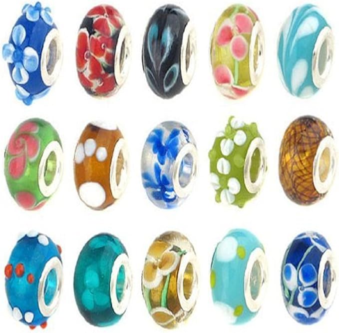 101 Stück Murano Perlen Set - Große Loch Perlen Für DIY Schmuck