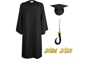 TngHui Unisex Matte Graduation Gown Cap 2024 2025 Year Charm for High School Rich in Color