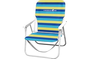 CARIBBEAN JOE Folding Beach Chair, 1 Position Lightweight and Portable Foldable Outdoor Camping Chair with Carry Strap